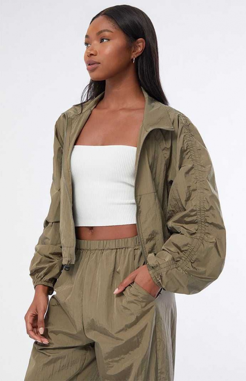 Dámské Bundy PacSun Lehké Ruched Zelene | 98HQTXPYW