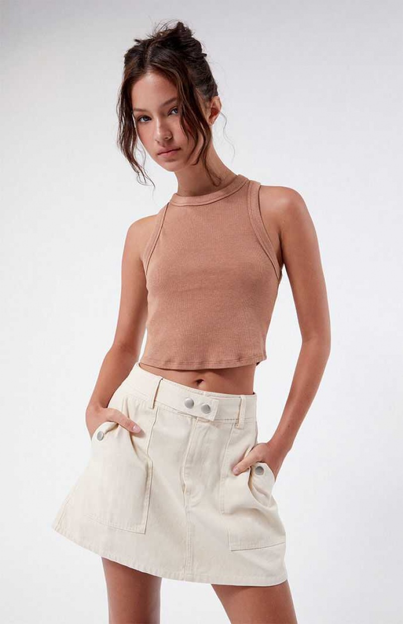 Dámské Kalhoty PacSun Belted A-Line Mini Skirt Krém | 81ZIDLOSF