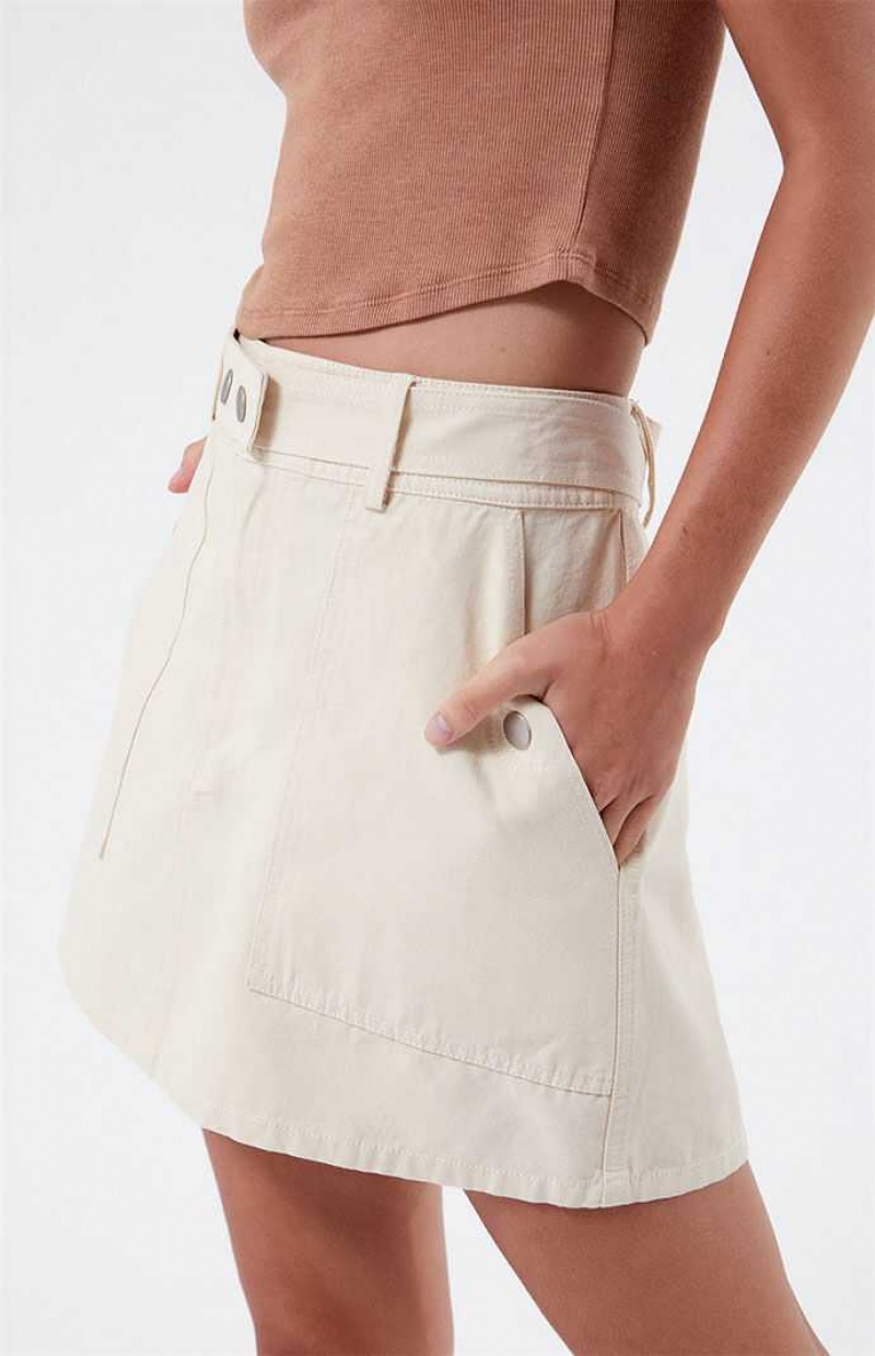 Dámské Kalhoty PacSun Belted A-Line Mini Skirt Krém | 81ZIDLOSF