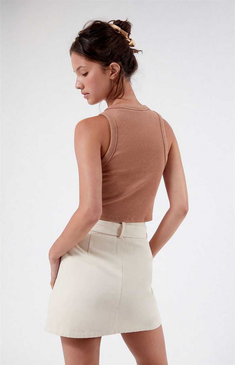 Dámské Kalhoty PacSun Belted A-Line Mini Skirt Krém | 81ZIDLOSF