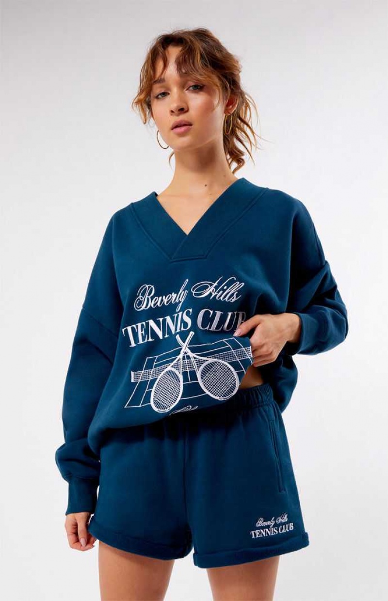 Dámské Kalhoty PacSun Beverly Hills Tenisové Club Rolled Sweat Tmavě Blankyt | 18OUDBKYW