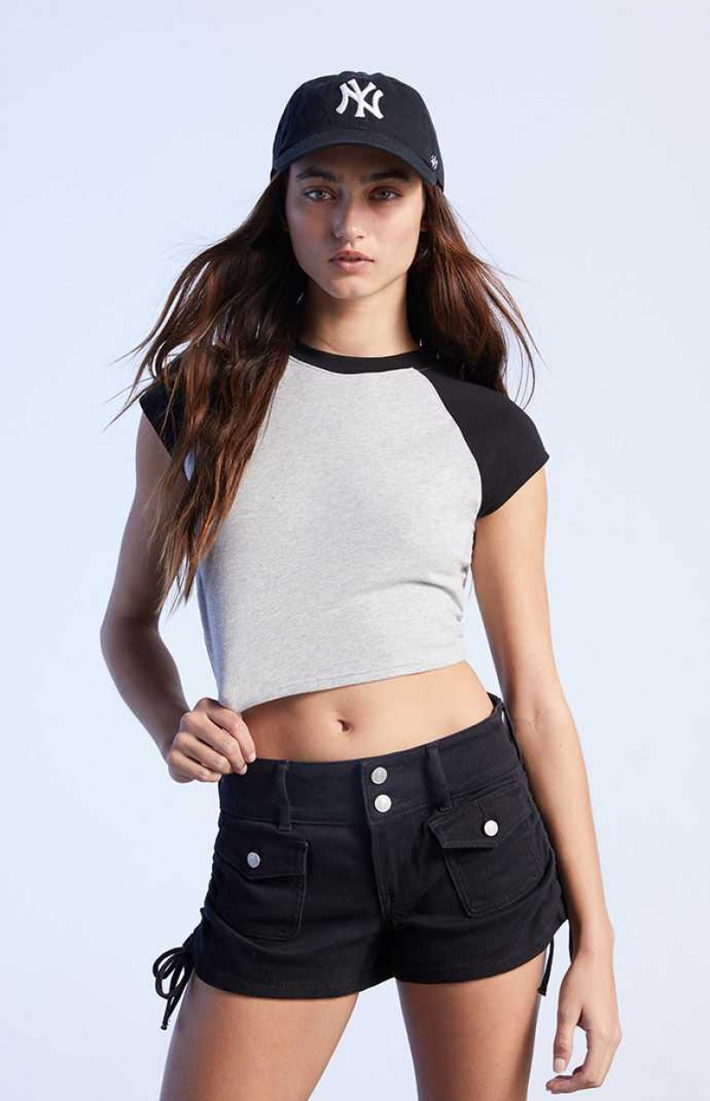 Dámské Kalhoty PacSun Black Cinched Stretch Low Rise Denim Černé | 35JEAVRCD