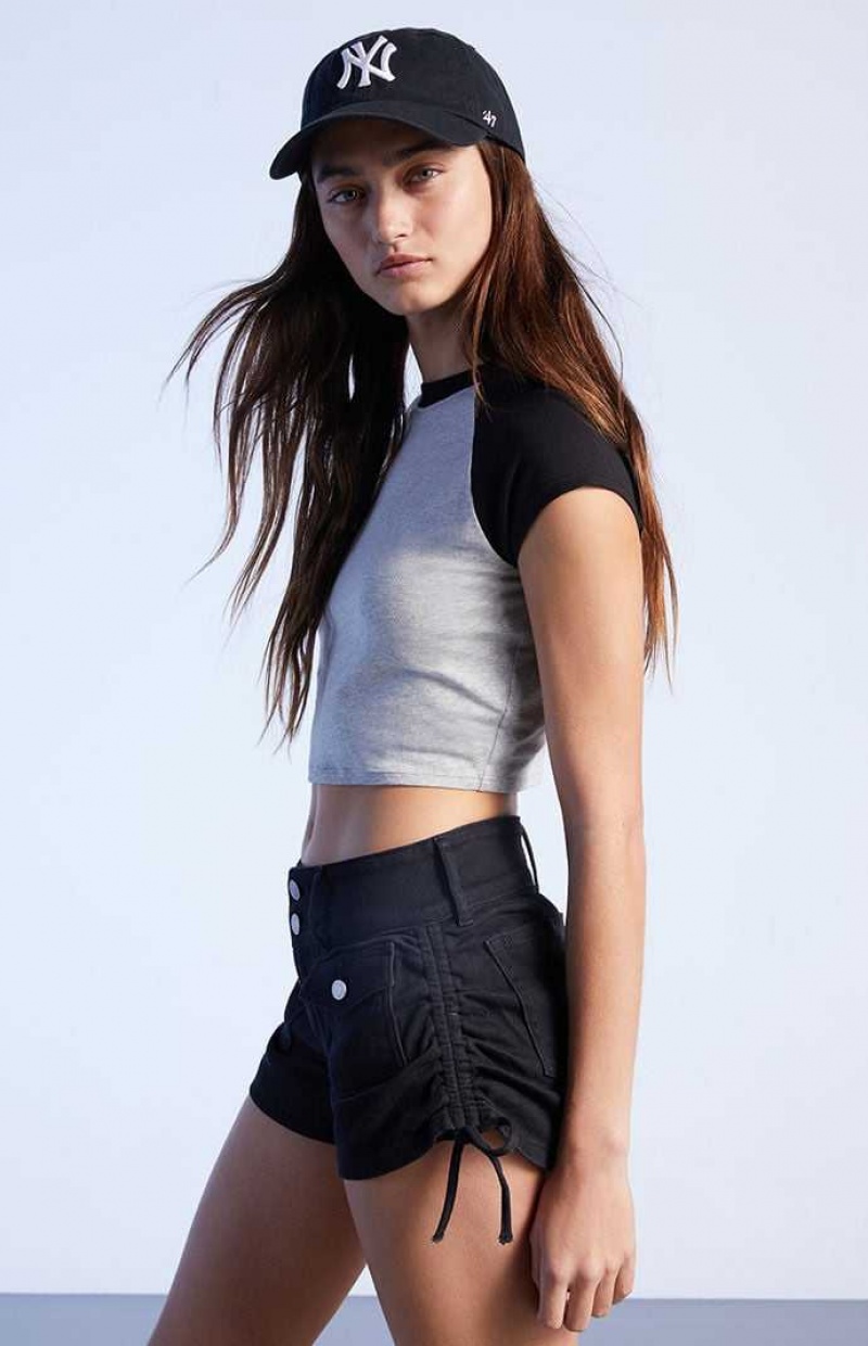 Dámské Kalhoty PacSun Black Cinched Stretch Low Rise Denim Černé | 35JEAVRCD