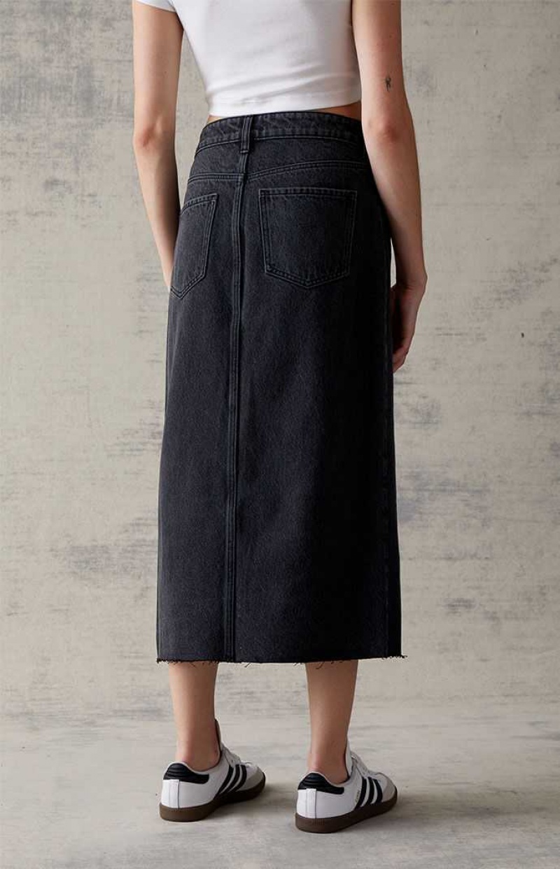 Dámské Kalhoty PacSun Black Denim Midi Skirt Černé | 58CTEFDGO