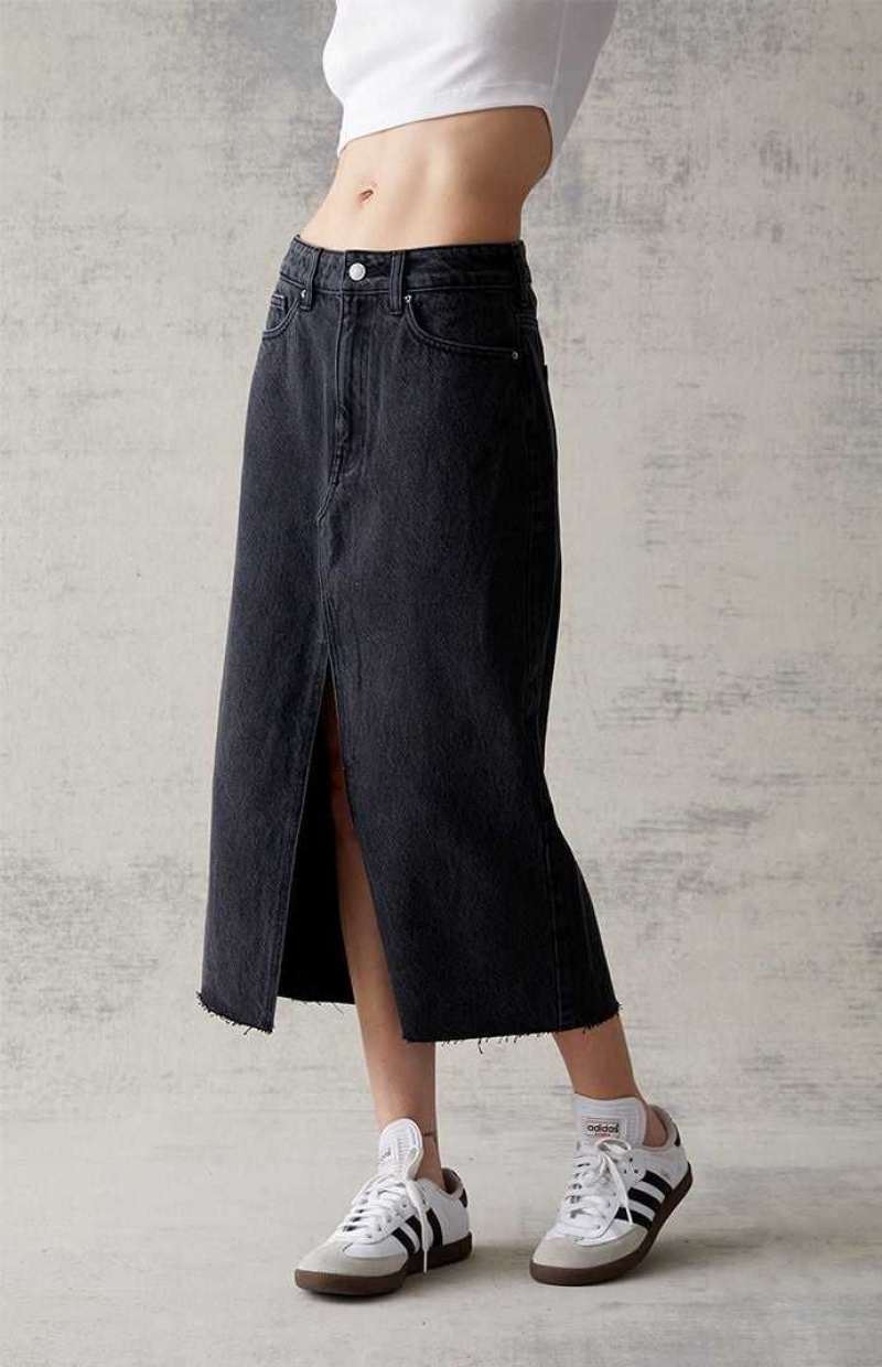 Dámské Kalhoty PacSun Black Denim Midi Skirt Černé | 58CTEFDGO