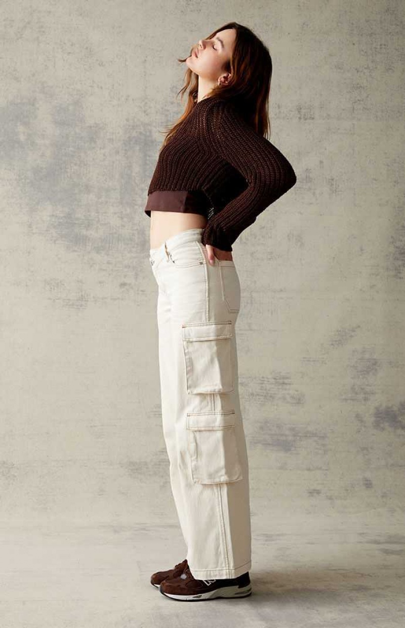 Dámské Kalhoty PacSun Bone Asymmetrical '90s gy Cargo Béžový | 26CMGVYXI