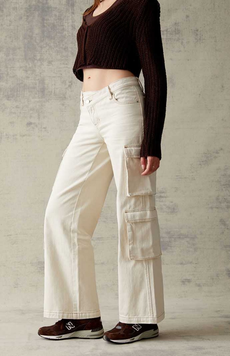 Dámské Kalhoty PacSun Bone Asymmetrical '90s gy Cargo Béžový | 26CMGVYXI