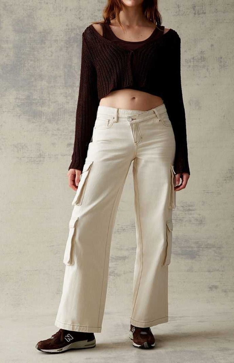 Dámské Kalhoty PacSun Bone Asymmetrical \'90s gy Cargo Béžový | 26CMGVYXI