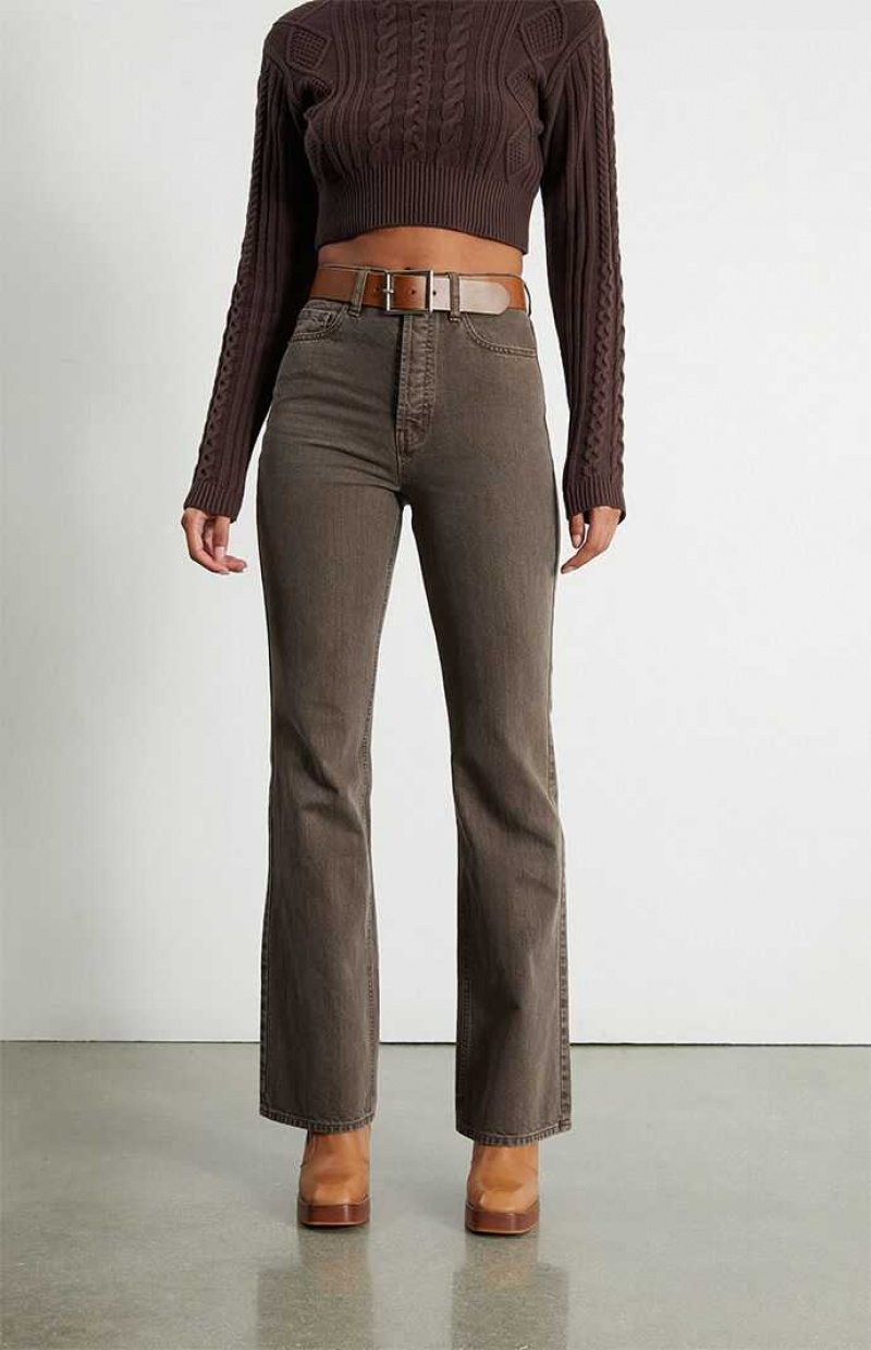 Dámské Kalhoty PacSun Brown High Waisted Bootcut Hnědé | 29ZKAENWY