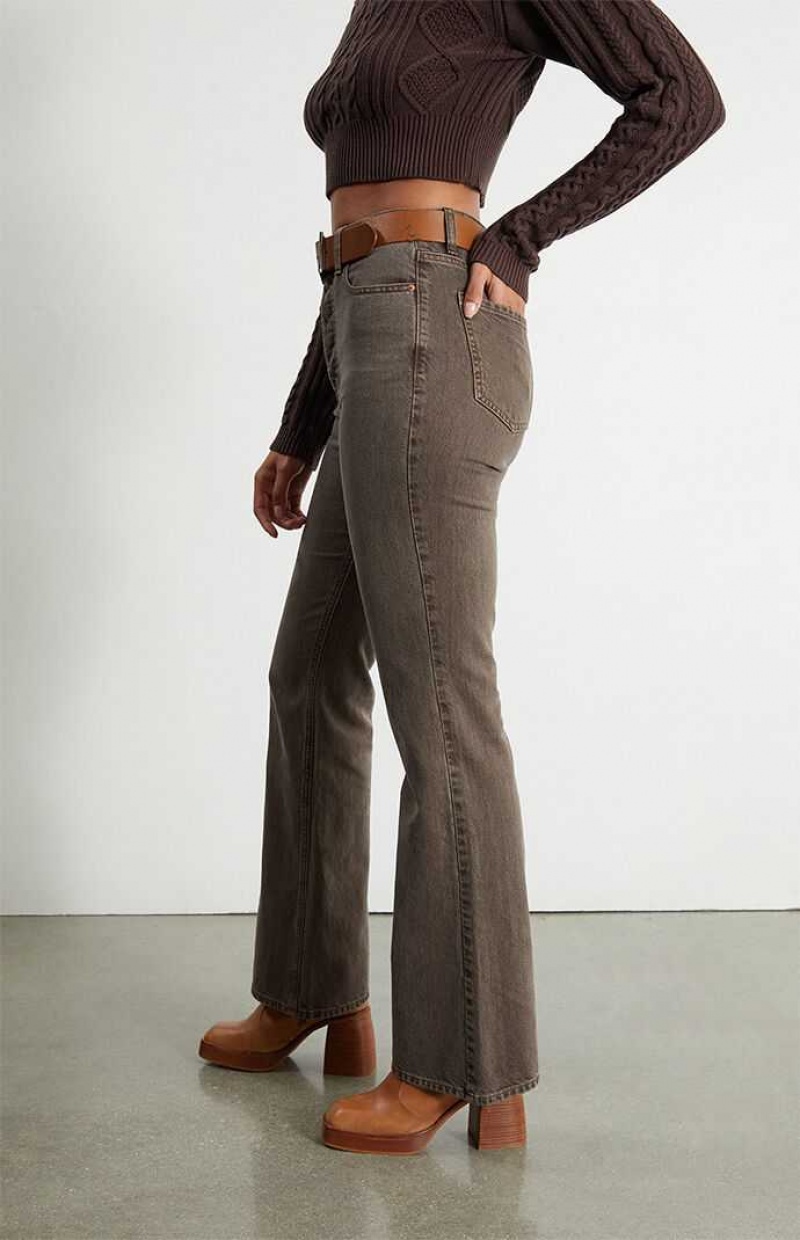 Dámské Kalhoty PacSun Brown High Waisted Bootcut Hnědé | 29ZKAENWY