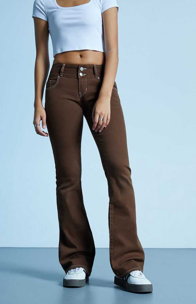 Dámské Kalhoty PacSun Brown Low Rise Bootcut Hnědé | 80CERDVUT