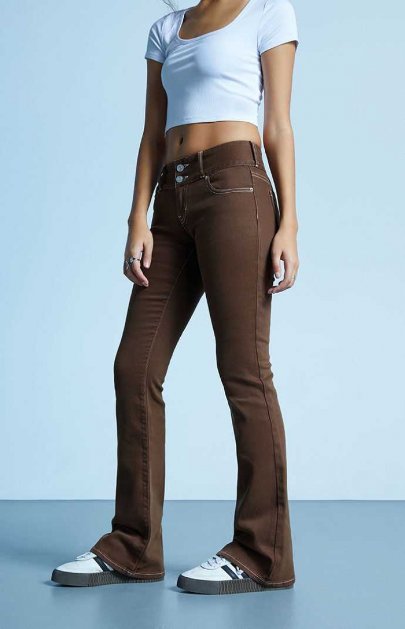 Dámské Kalhoty PacSun Brown Low Rise Bootcut Hnědé | 80CERDVUT