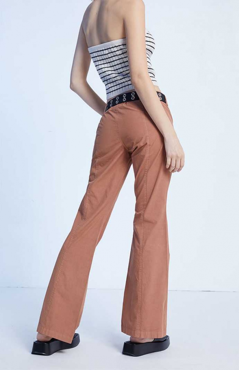 Dámské Kalhoty PacSun Brown Low Rise Flare Hnědé | 02YQTVZHM