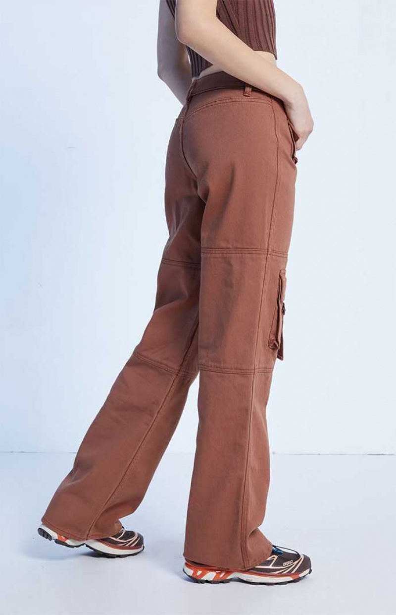 Dámské Kalhoty PacSun Brown Low Rise Utility Cargo Hnědé | 75ZIPVMDT