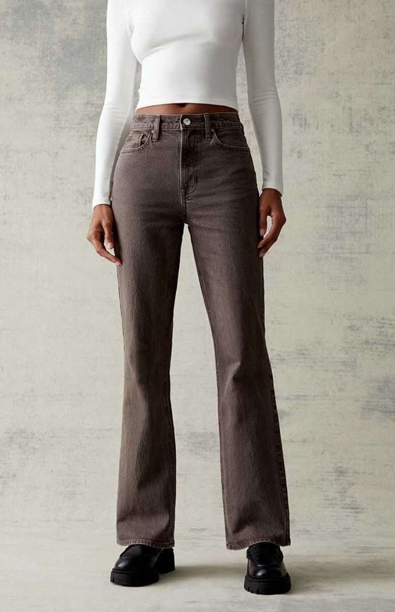 Dámské Kalhoty PacSun Brown Stretch High Waisted Bootcut Hnědé | 12OYFKWGV