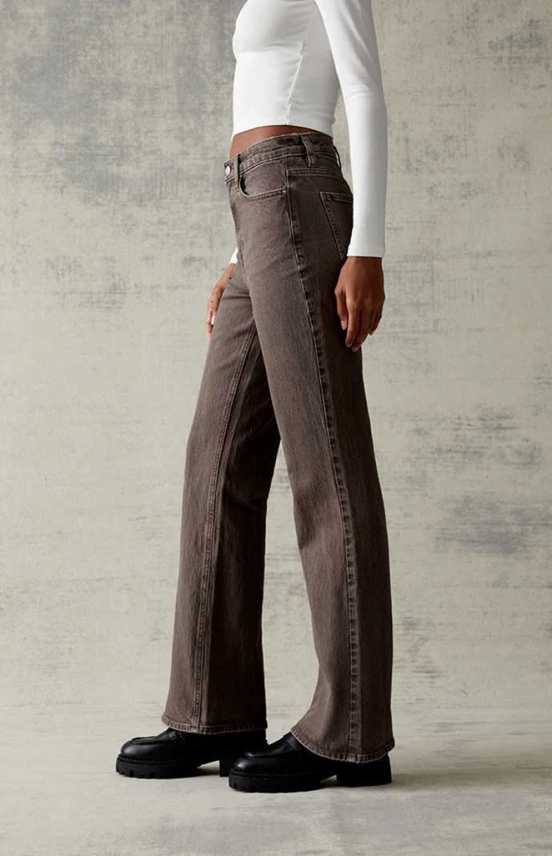 Dámské Kalhoty PacSun Brown Stretch High Waisted Bootcut Hnědé | 12OYFKWGV