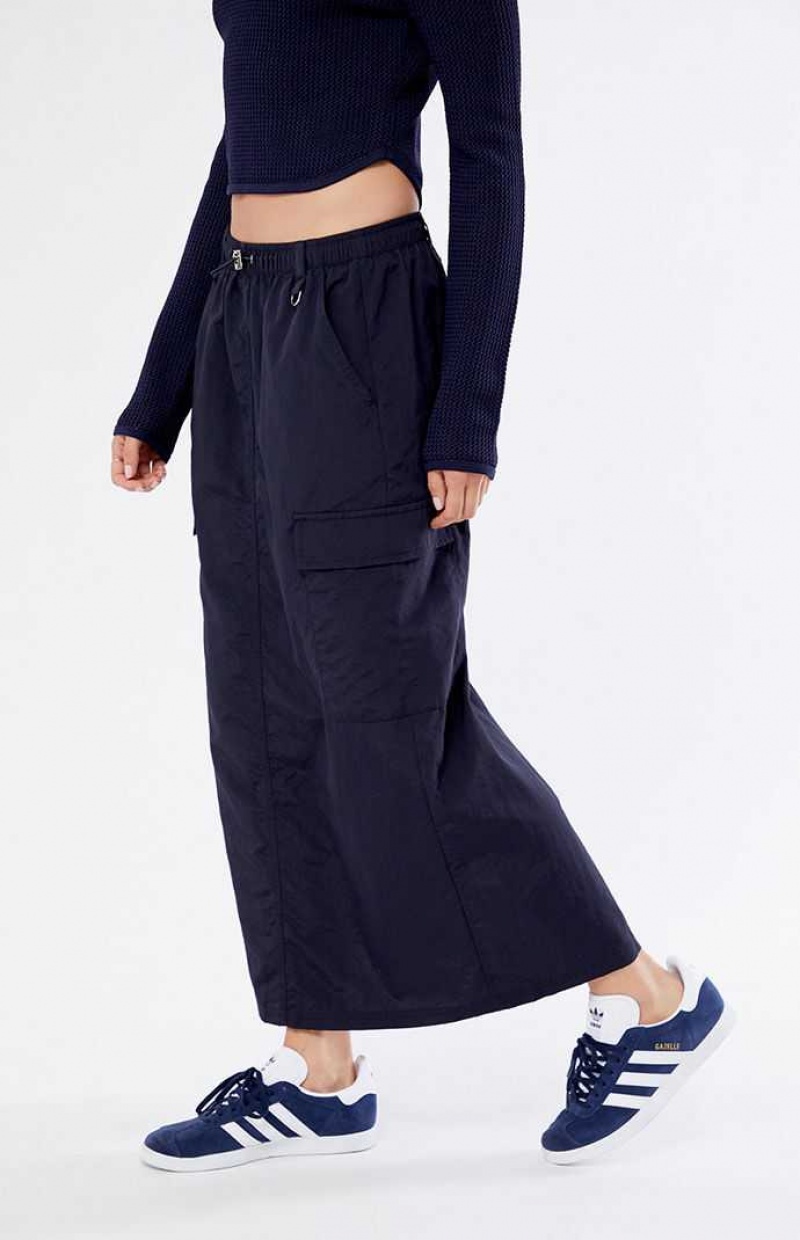 Dámské Kalhoty PacSun Bungee Cargo Midi Skirt Černé | 07GBPXYRJ