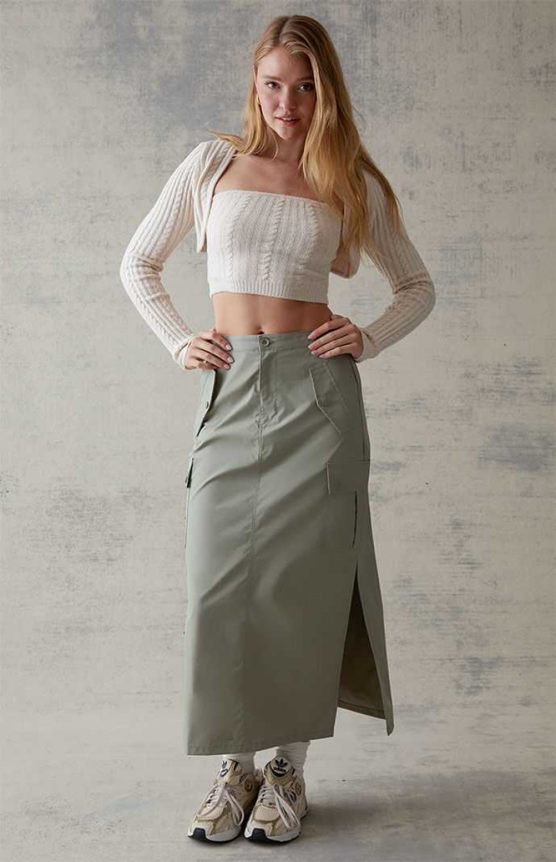 Dámské Kalhoty PacSun Cargo Midi Skirt Zelene | 98RVOCJQH