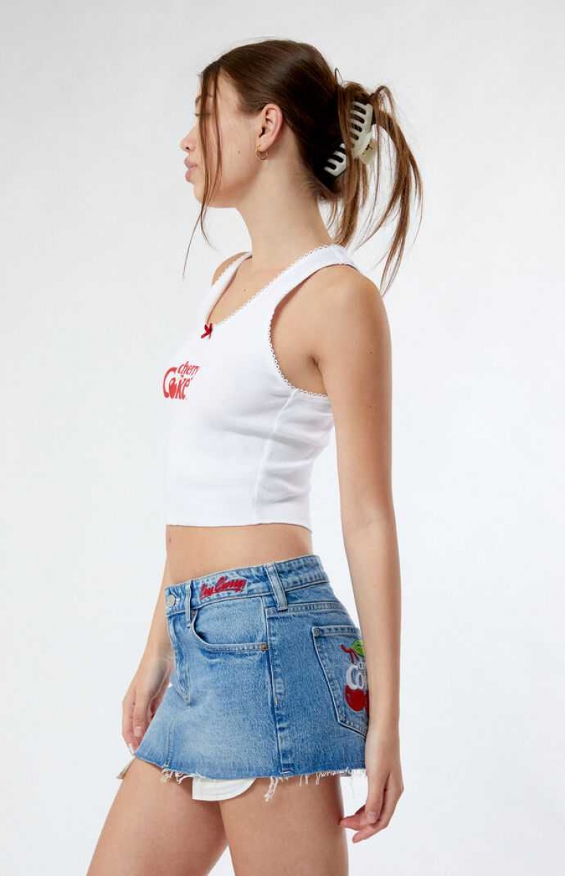 Dámské Kalhoty PacSun Coca Cola By Cherry Coke Low Rise Micro Denim Mini Skirt Indigo | 30HBRQSCV