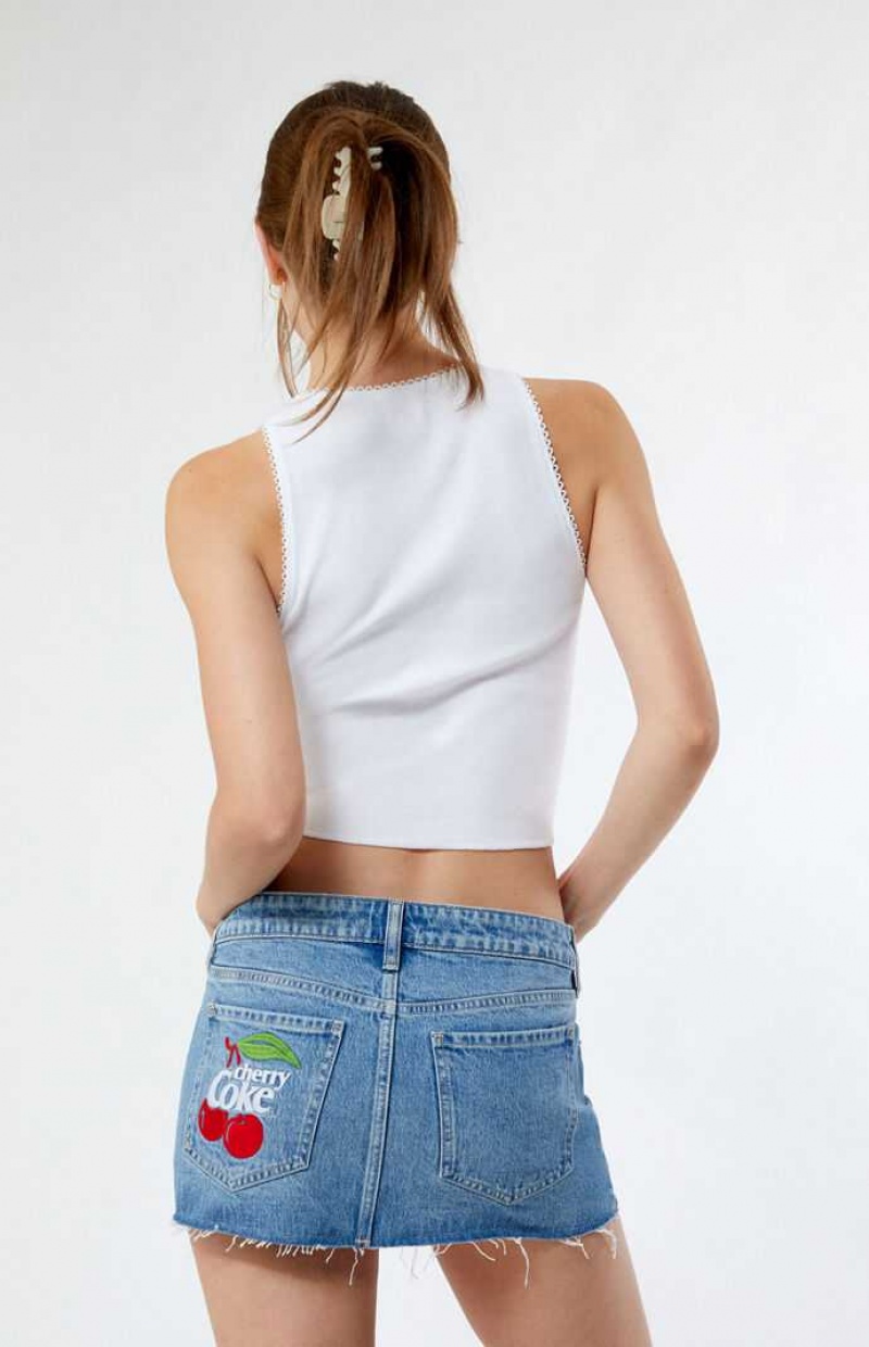 Dámské Kalhoty PacSun Coca Cola By Cherry Coke Low Rise Micro Denim Mini Skirt Indigo | 30HBRQSCV