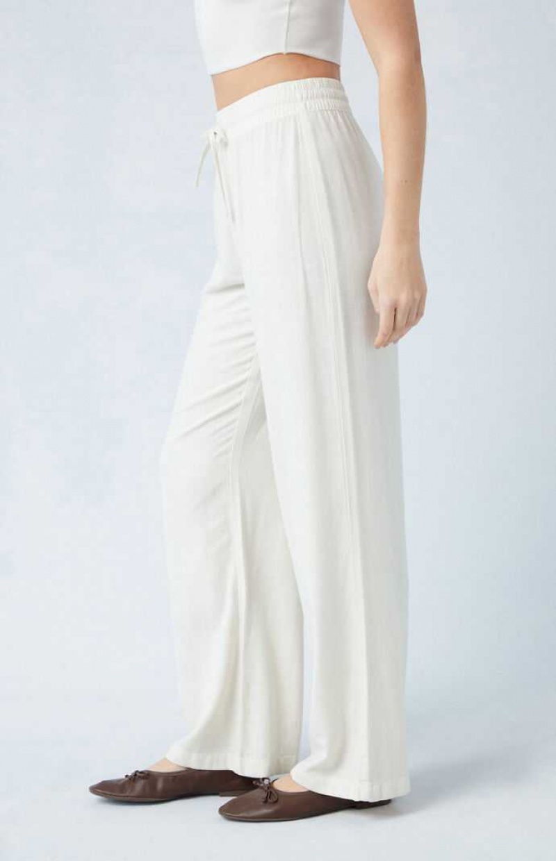 Dámské Kalhoty PacSun Cream Linen Pull-On Krém | 27QGXFLVR