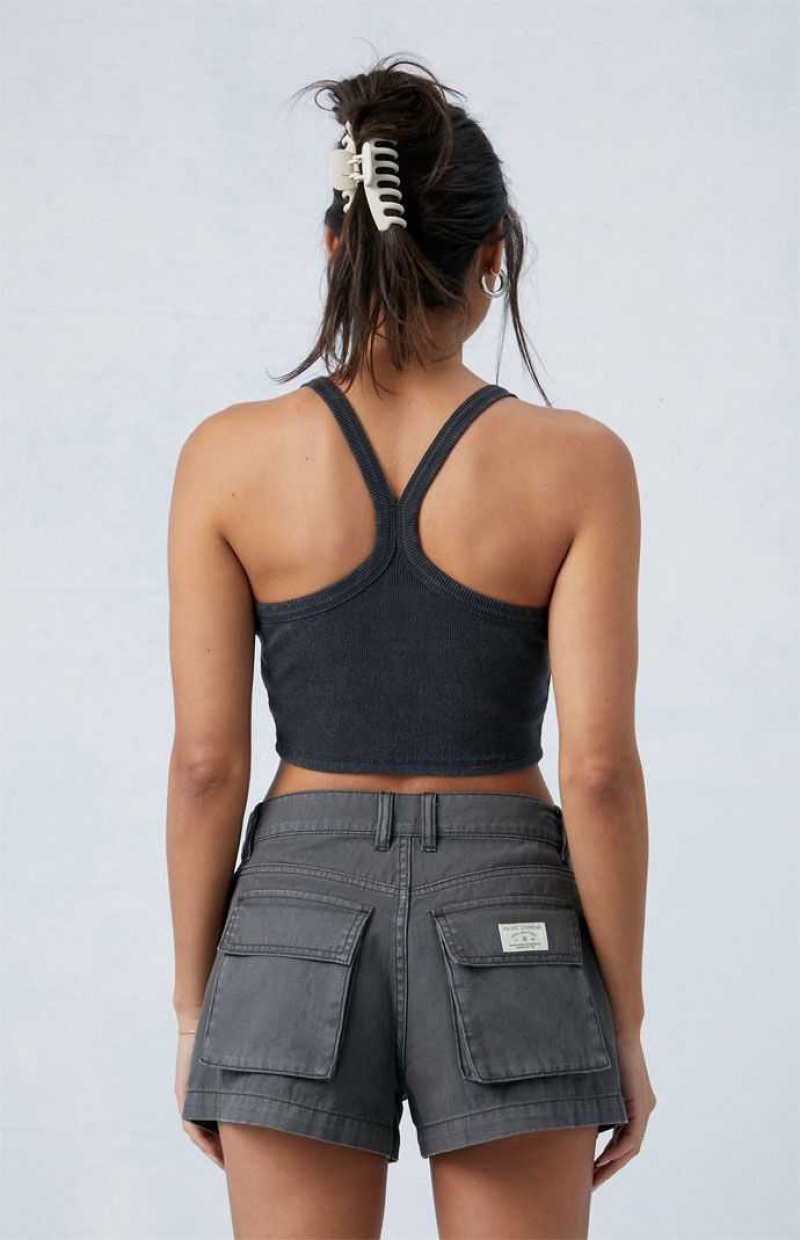 Dámské Kalhoty PacSun Dark Gray Mid Rise Slouchy Workwear Tmavě Šedé | 30OZMGJND