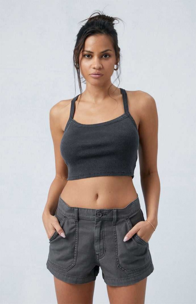 Dámské Kalhoty PacSun Dark Gray Mid Rise Slouchy Workwear Tmavě Šedé | 30OZMGJND