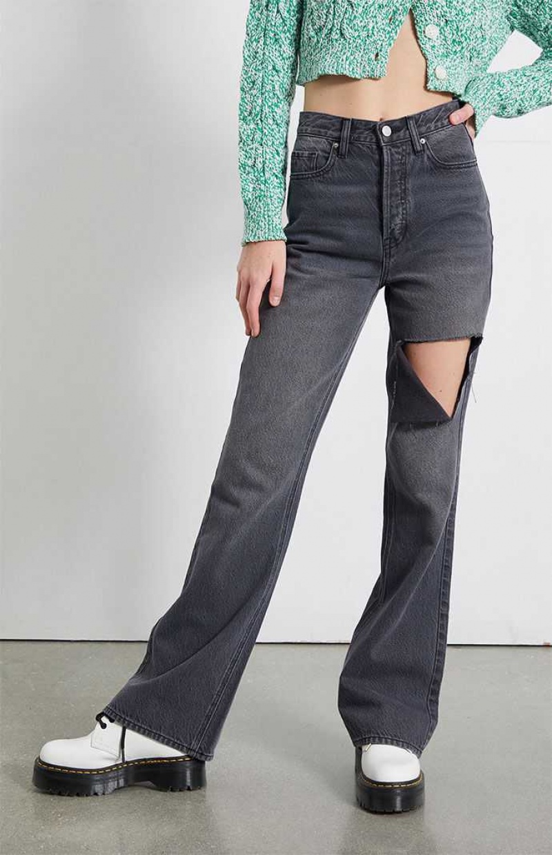 Dámské Kalhoty PacSun Eco Black Cutout High Waisted Bootcut Černé | 12ZCBGWEV