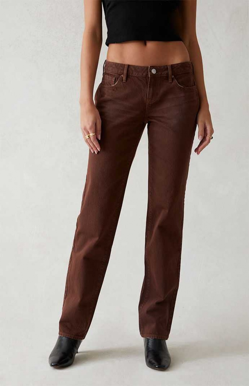 Dámské Kalhoty PacSun Eco Brown Low Rise Rovný Leg Hnědé | 16FWRHDXL