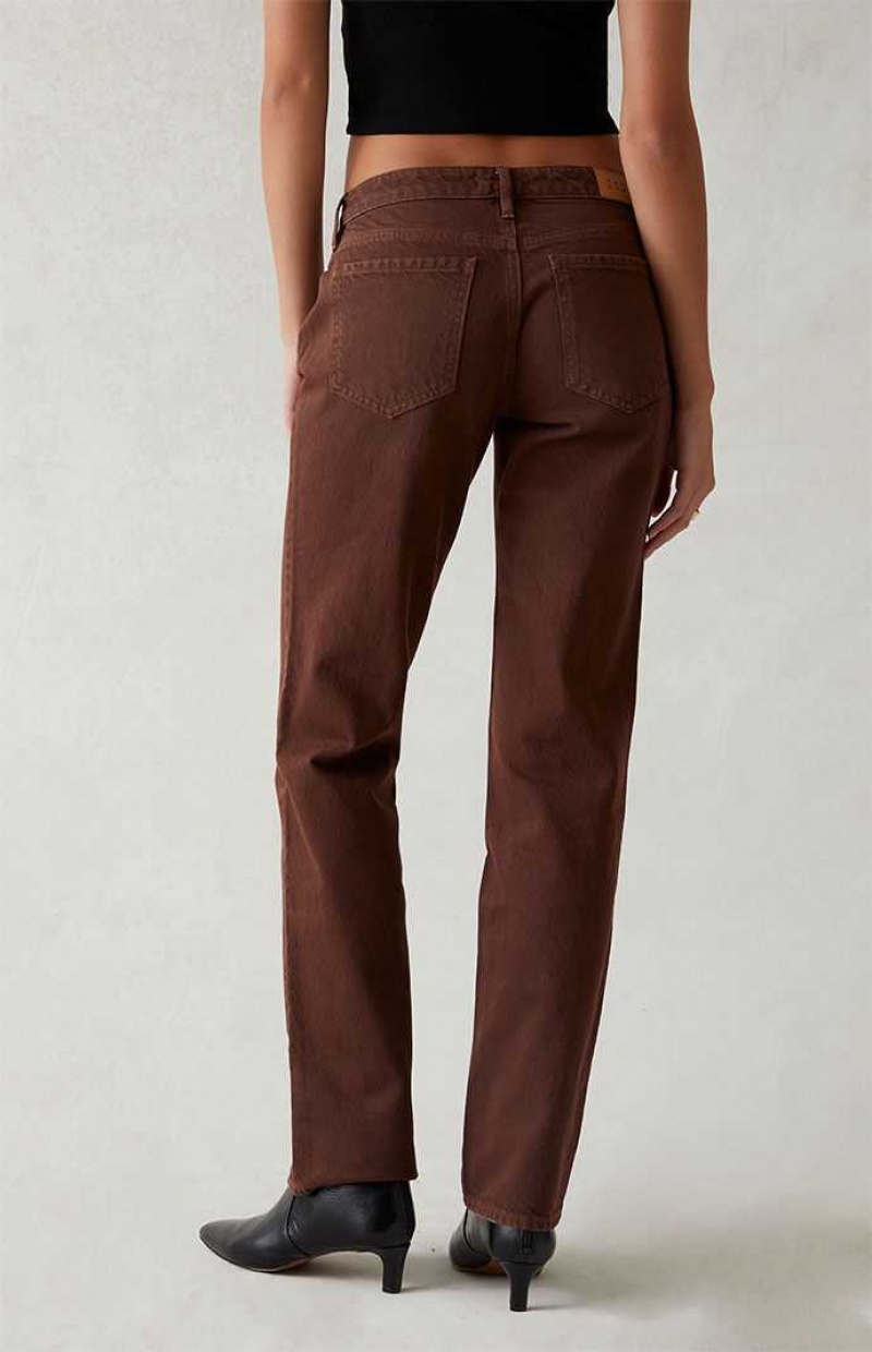 Dámské Kalhoty PacSun Eco Brown Low Rise Rovný Leg Hnědé | 16FWRHDXL