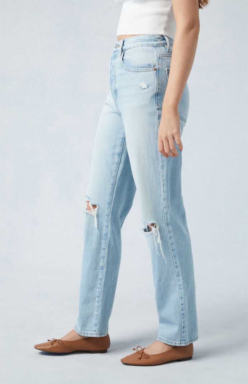 Dámské Kalhoty PacSun Eco Light Blue Distressed Dad Indigo | 76WCDAOJP