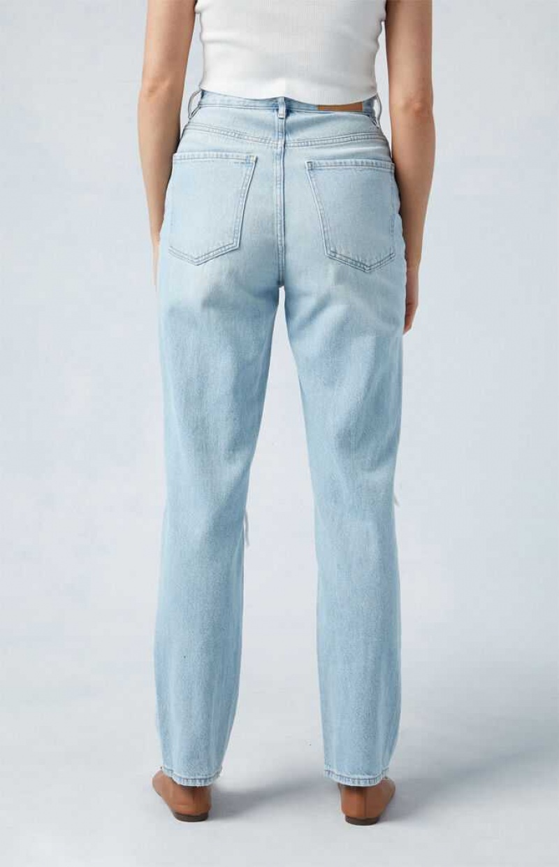 Dámské Kalhoty PacSun Eco Light Blue Distressed Dad Indigo | 76WCDAOJP