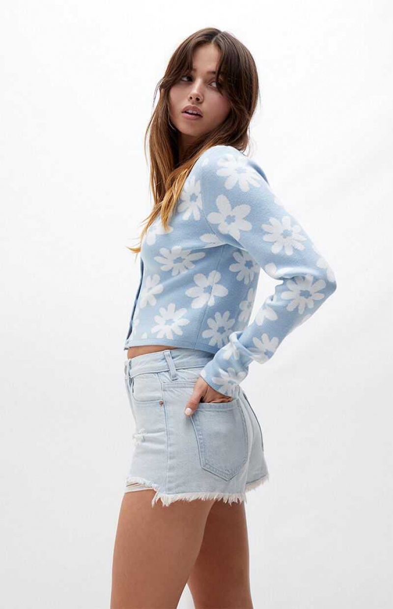 Dámské Kalhoty PacSun Eco Light Blue Distressed High Waisted Denim Festival Indigo | 94KLHGWDB