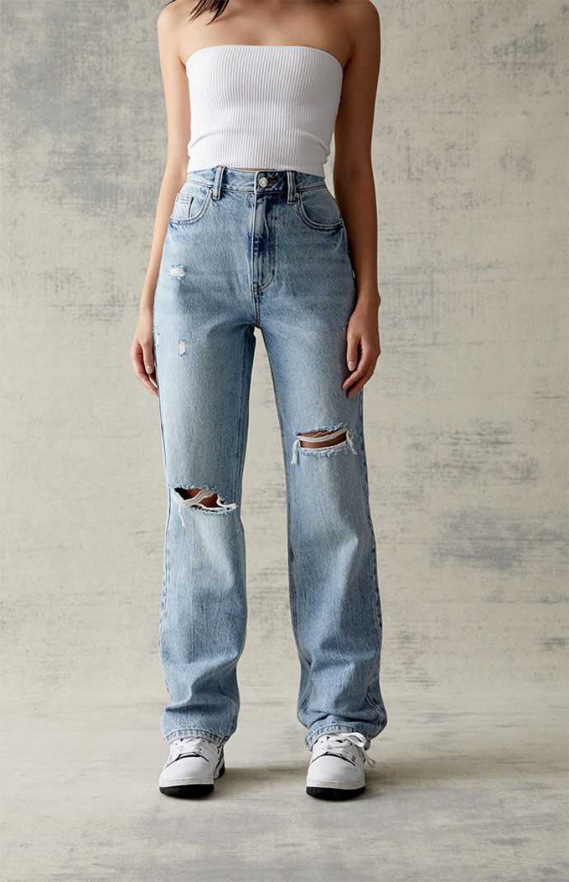 Dámské Kalhoty PacSun Eco Light Blue Ripped '90s Boyfriend Indigo | 67JROKWPL