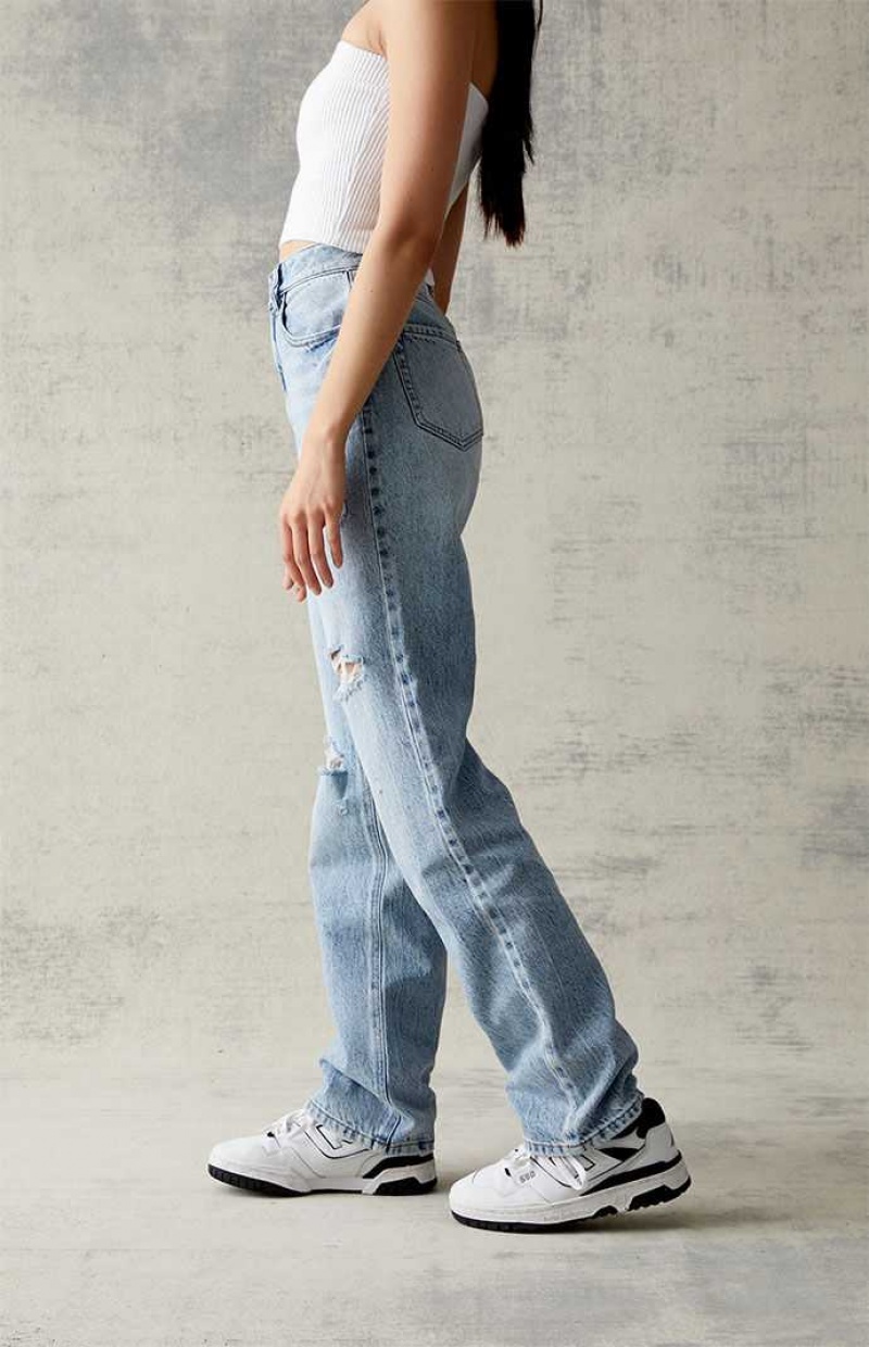 Dámské Kalhoty PacSun Eco Light Blue Ripped '90s Boyfriend Indigo | 67JROKWPL