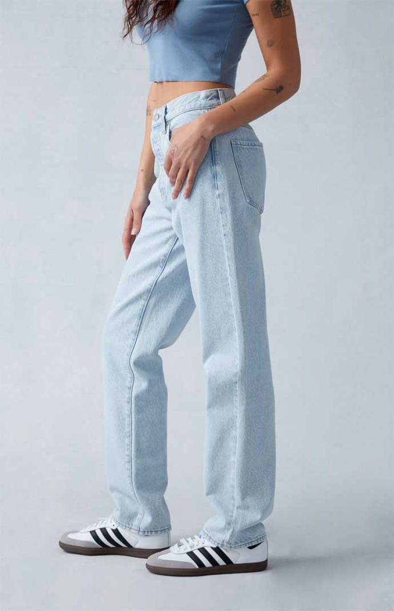 Dámské Kalhoty PacSun Eco Light Indigo Butt Slit Dad Indigo | 76KAIOBQP