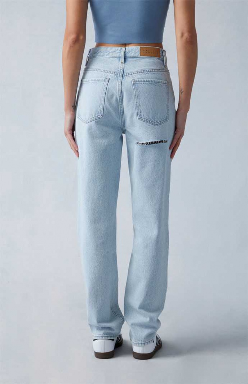 Dámské Kalhoty PacSun Eco Light Indigo Butt Slit Dad Indigo | 76KAIOBQP