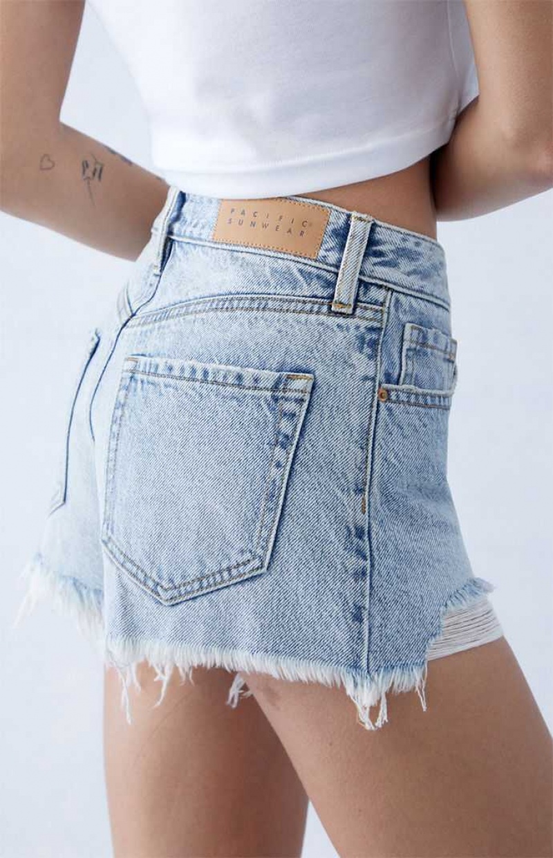 Dámské Kalhoty PacSun Eco Light Indigo Ripped High Waisted Denim Festival Indigo | 26FVOAQRL