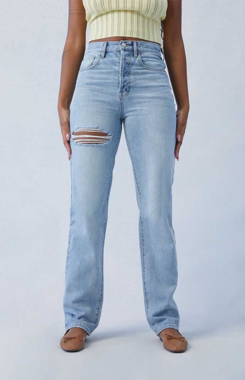 Dámské Kalhoty PacSun Eco Light Indigo Ripped Dad Indigo | 85XGPZFBE