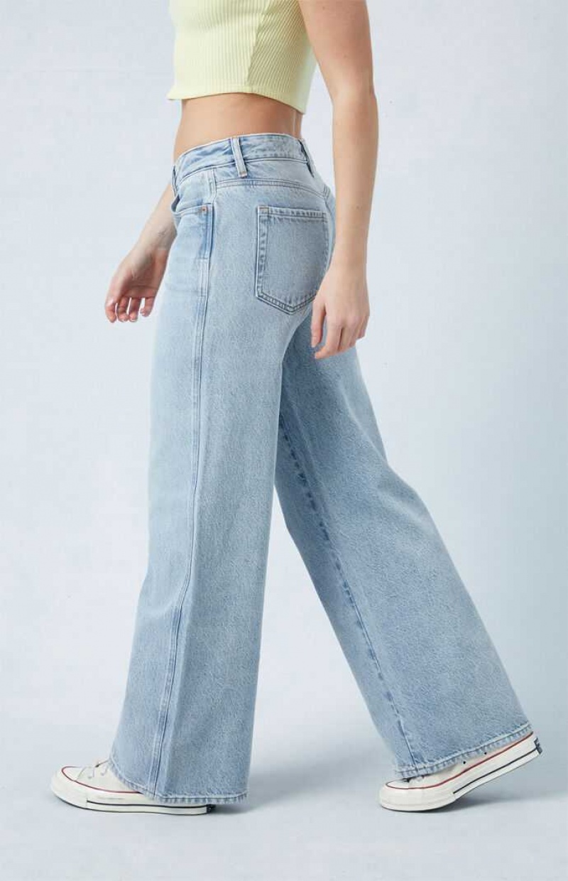 Dámské Kalhoty PacSun Eco Light Indigo Ripped Low Rise gy Indigo | 25ZYJMCTO