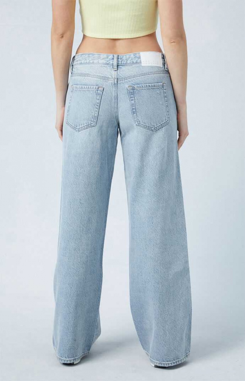 Dámské Kalhoty PacSun Eco Light Indigo Ripped Low Rise gy Indigo | 25ZYJMCTO