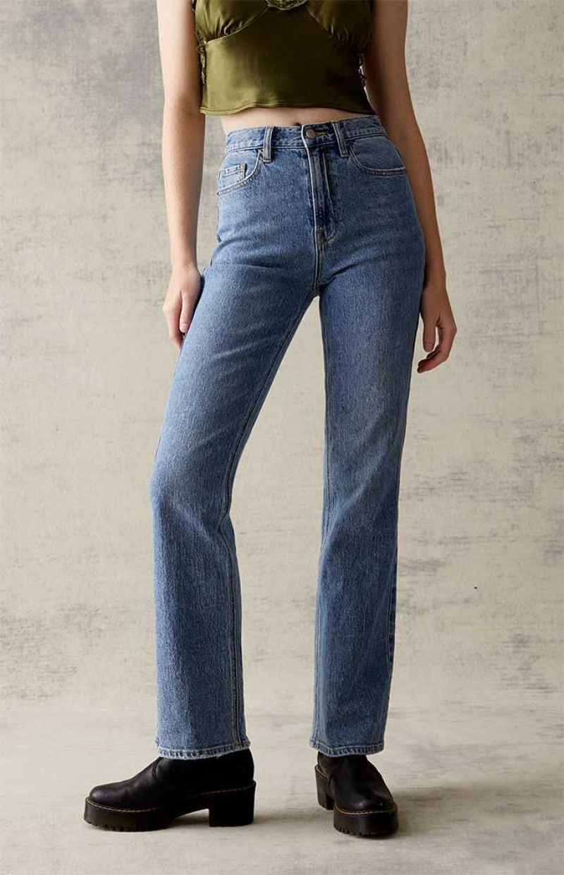 Dámské Kalhoty PacSun Eco Medium Blue Stretch High Waisted Bootcut Indigo | 98JEQUPDN