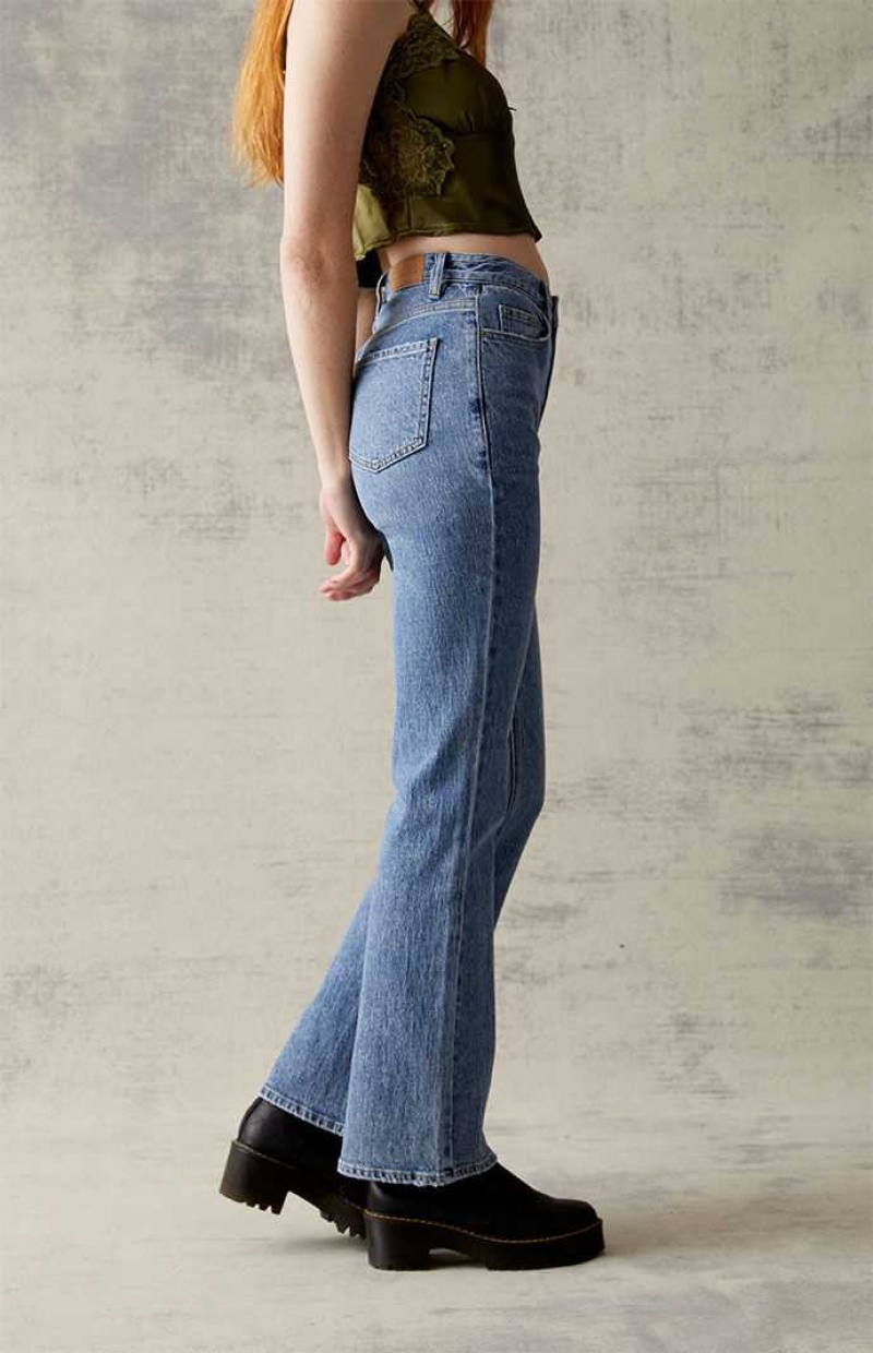 Dámské Kalhoty PacSun Eco Medium Blue Stretch High Waisted Bootcut Indigo | 98JEQUPDN