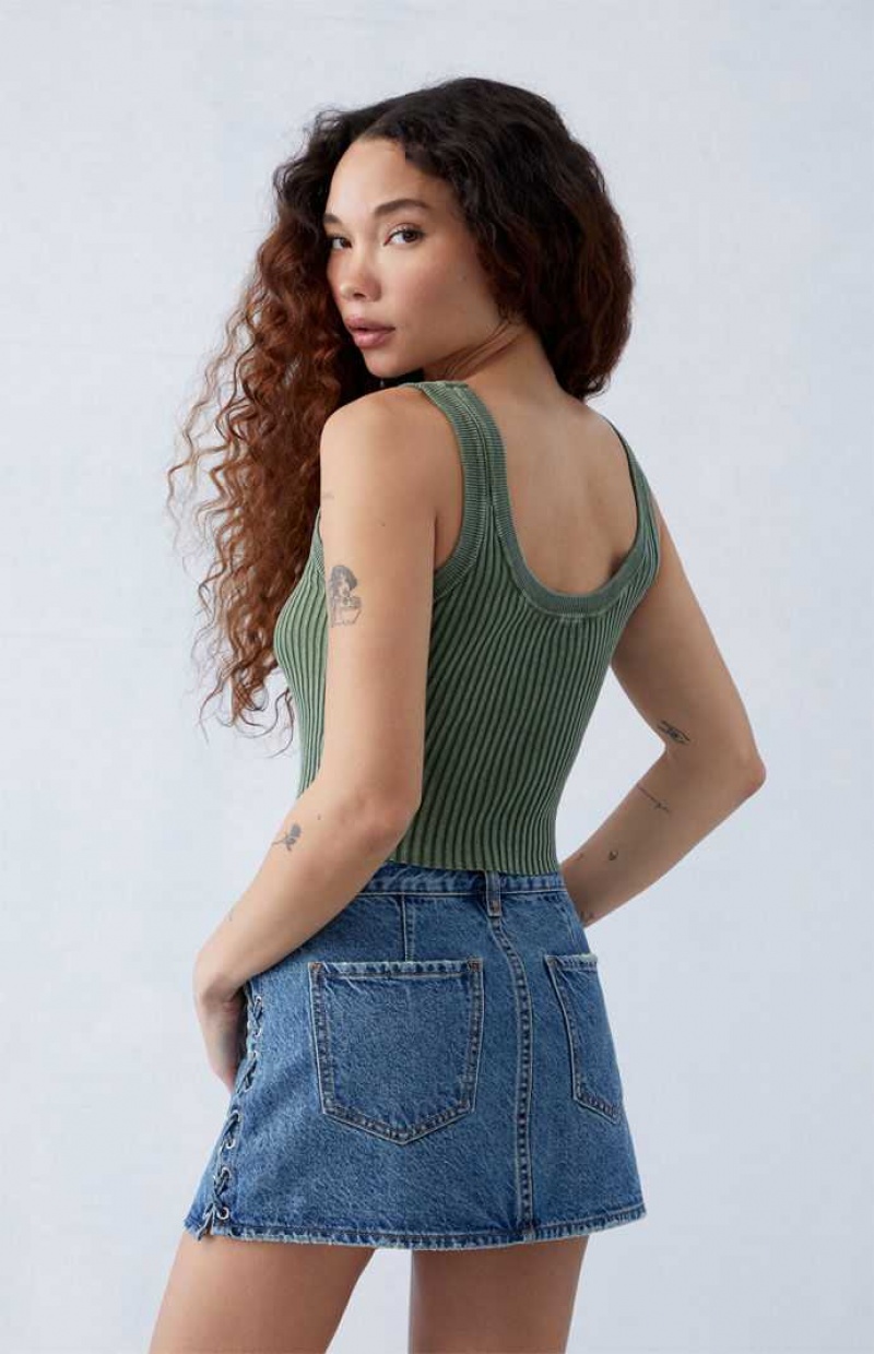 Dámské Kalhoty PacSun Eco Medium Indigo Krajkové-Up Low Rise Denim Mini Skirt Indigo | 49KFCLBJU