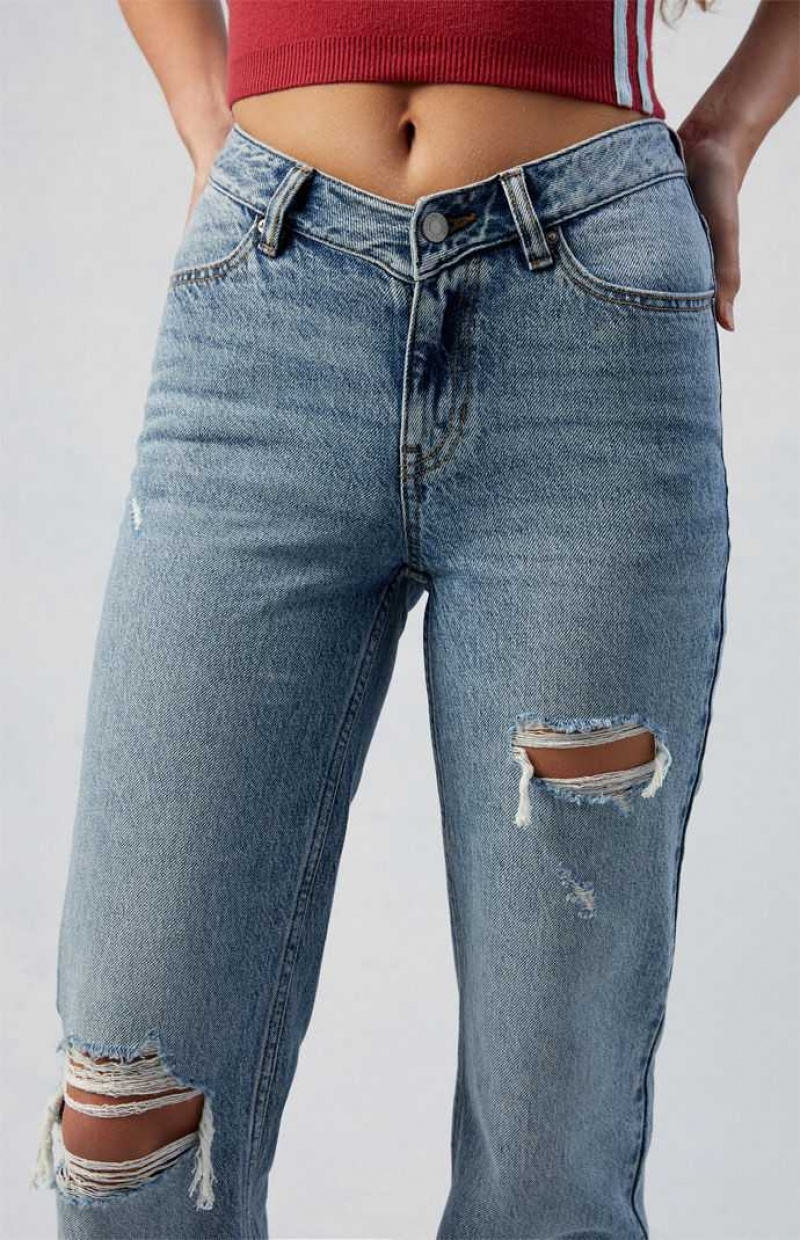 Dámské Kalhoty PacSun Eco Medium Indigo Ripped V Dip '90s Boyfriend Indigo | 67RMCEWXO