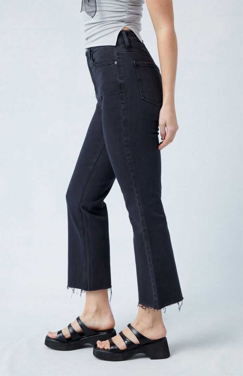 Dámské Kalhoty PacSun Eco Stretch Black High Waisted Cropped Bootcut Černé | 93OTMFLCK