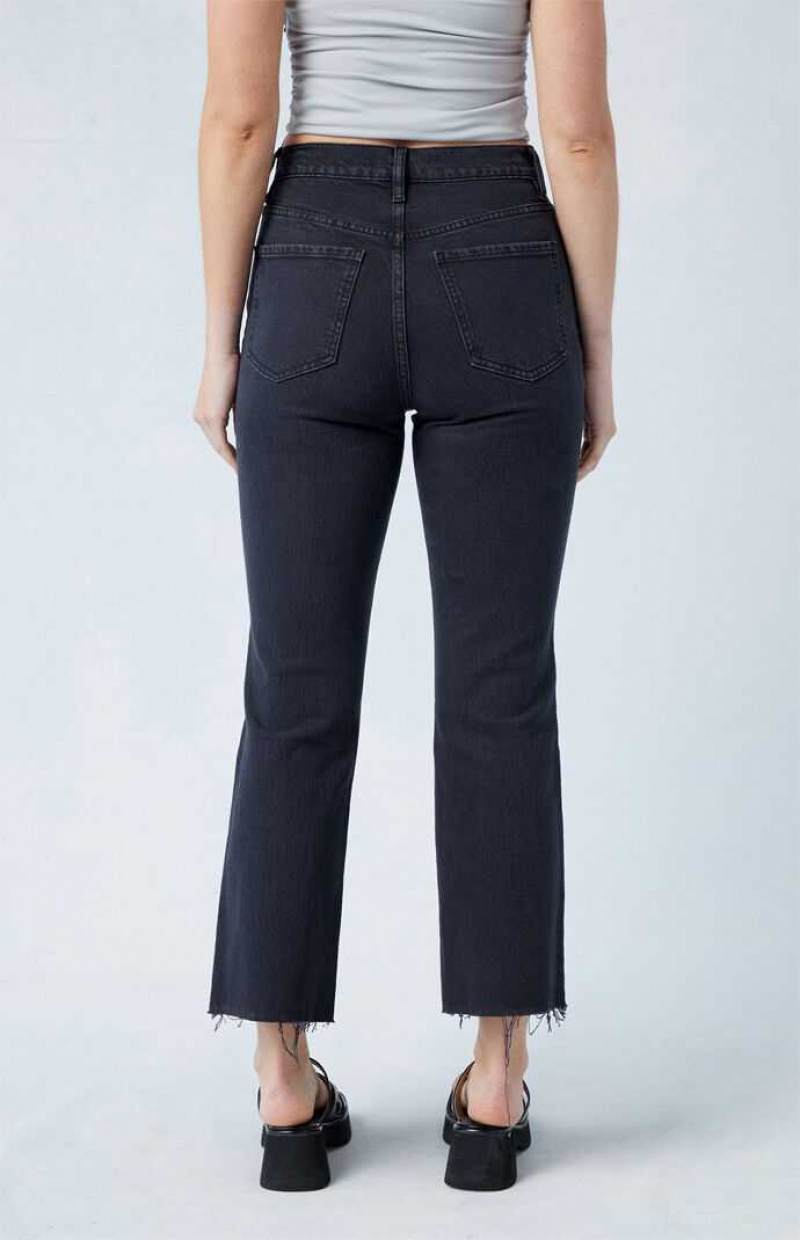 Dámské Kalhoty PacSun Eco Stretch Black High Waisted Cropped Bootcut Černé | 93OTMFLCK