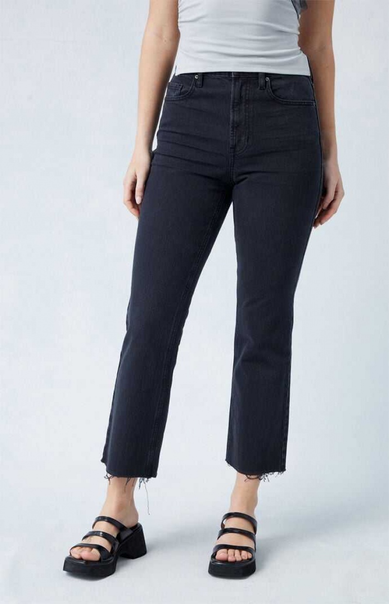 Dámské Kalhoty PacSun Eco Stretch Black High Waisted Cropped Bootcut Černé | 93OTMFLCK