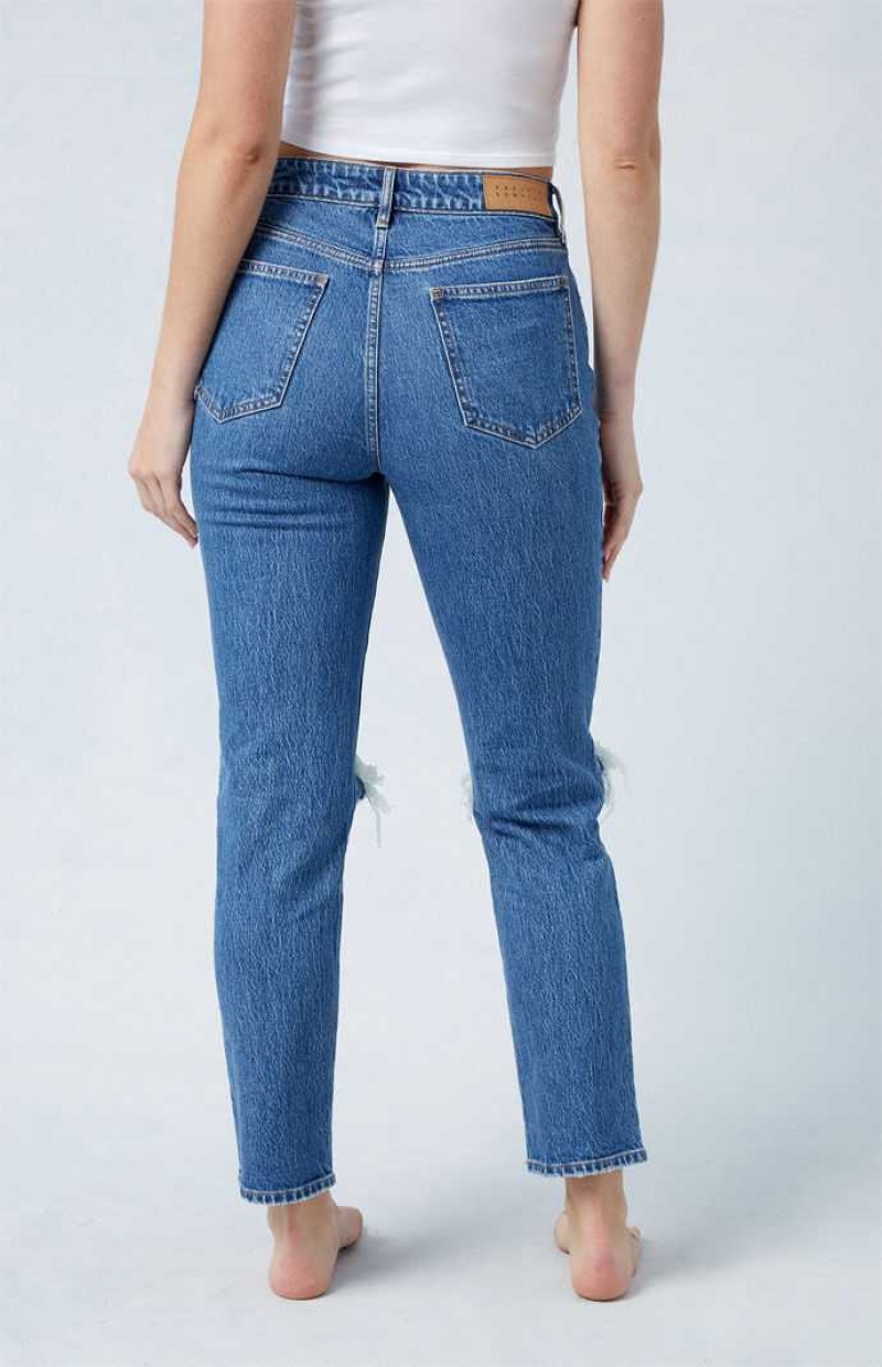 Dámské Kalhoty PacSun Eco Stretch Dark Indigo Ripped Mom Indigo | 35ISUTWQZ