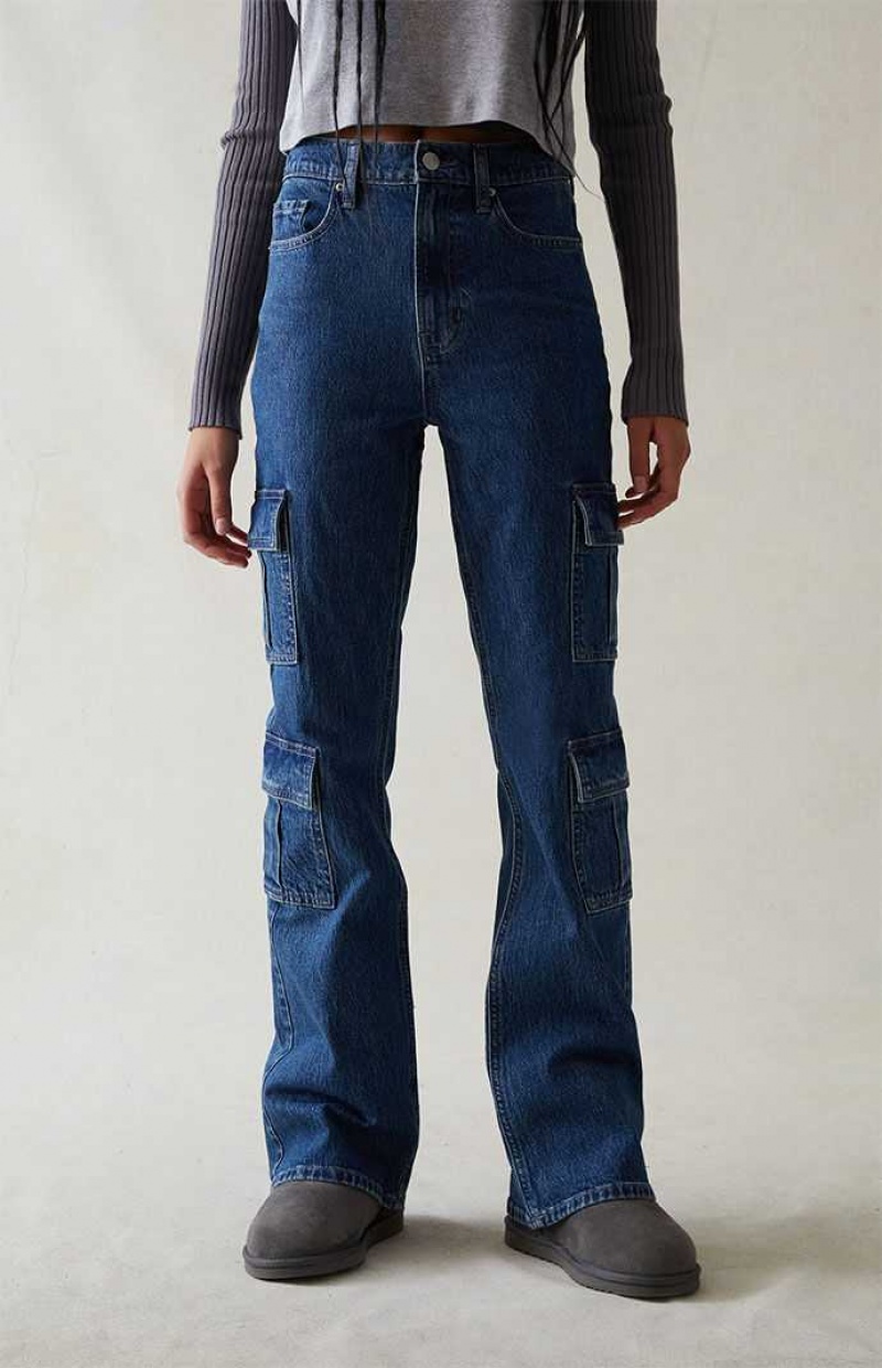 Dámské Kalhoty PacSun Eco Stretch Dark Indigo High Waisted Bootcut Tmavě Indigo | 21FIODVZQ